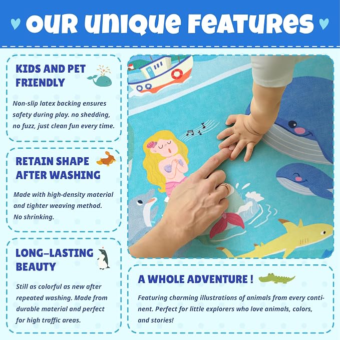 5x7 Ocean Rug for Kids Room – Large Play Mat - Image 7