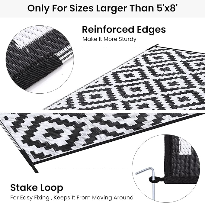 Smiry Waterproof Outdoor Rug 6x9 ft, Reversible Plastic Straw Patio Camping Rugs - Image 4