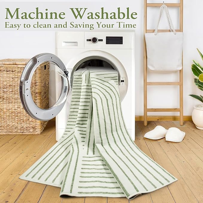 Lahome Abstract Washable Area Rug 5x7, Soft Bedroom Rug Ultra-Thin Non Slip - Image 2