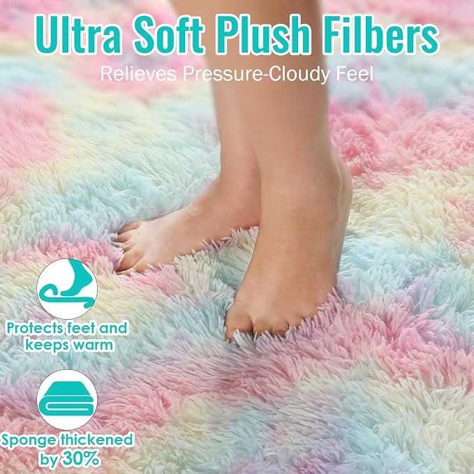 PAGISOFE Fluffy Vibrant Rainbow Rugs - Image 7