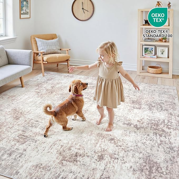 Area Rugs 9x12 Living Room: Large Soft Washable Rug Modern Abstract Anti-Skid - Image 4
