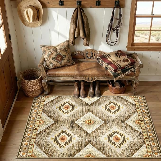 BESTSWEETIE Area Rug 4x6 Rug Machine Washable Non-Slip Low Pile Print Pattern - Image 9