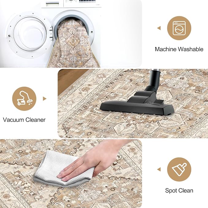Yamaziot Washable Runner Rug, 2x8 Non-Slip Boho Vintage Hallway Rug Runner - Image 6
