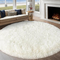 Round White Rug for Bedroom, 8 ft Circle Area Rugs for Living Room, Soft Large by WISHTREE