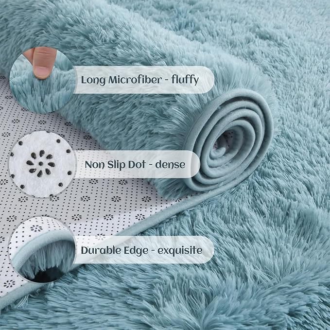 YJ.GWL Runner Rugs for Hallway, 2x4 Washable Small Teal Bedside Rugs for Living - Image 7