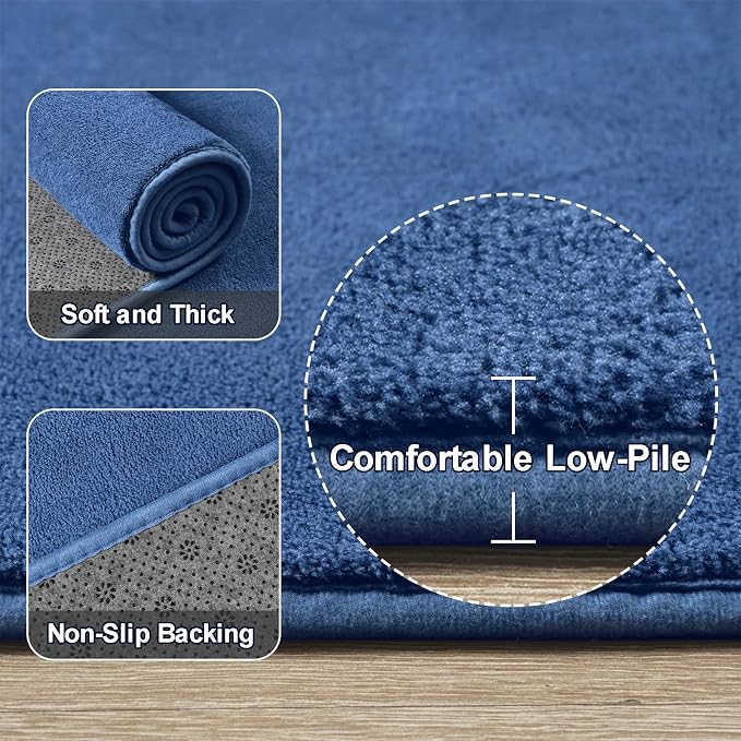 Amearea Blue Round Area Rugs 5ft Washable Circle Rugs - Image 3