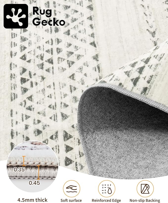 Miukiki 9x12 Area Rug for Living Room Moroccan Washable Rugs Non Slip Indoor - Image 3