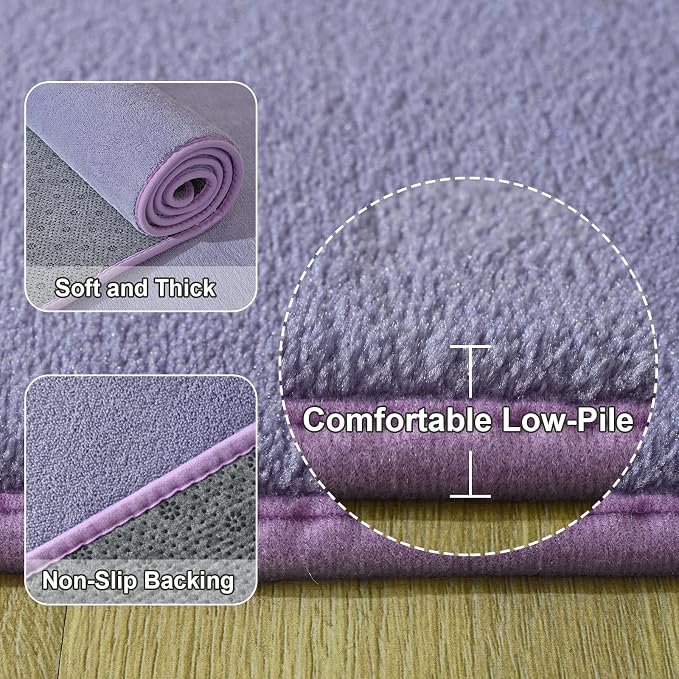 Amearea Modern Soft Hallway Runner Rug, 2x6 Purple Fluffy Bedroom Bedside Rugs - Image 3