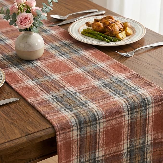 Artoid Mode Rust Farmhouse Plaid Fall Table Runner 13x36 Inch | Holiday Kitchen - Image 5