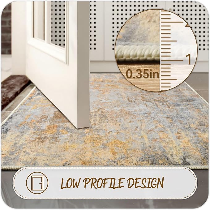 2x5 Beige Gold Rug Runners for Hallways Kitchen Non Slip Washable Entryway - Image 4