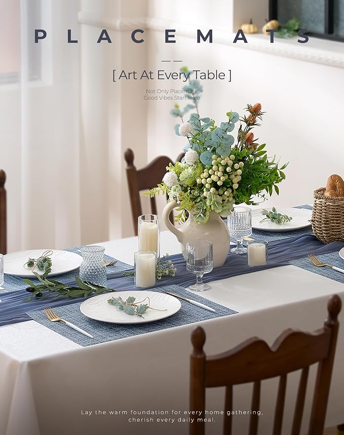 Leetaltree Deep Navy Woven Placemats Set of 8 - Image 2