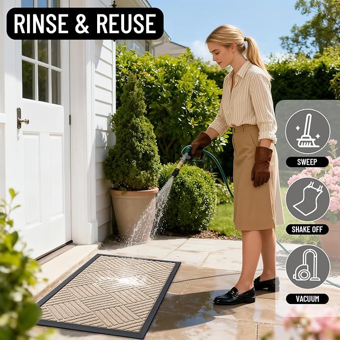 OLANLY Front Door Mat Outside Entrance 47x23, Heavy Duty Sturdy Natural Rubber - Image 7