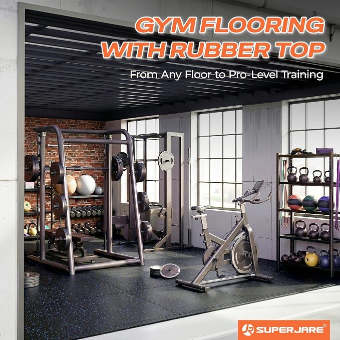 SUPERJARE 0.56'' Thick 6 Pcs 24 Sq Ft Rubber Top Exercise Equipment Mats - Image 8