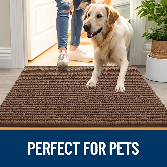 OLANLY Dog Door Mat for Muddy Paws 40x32, Ultra Absorbent Chenille Mud Doormat - Image 6