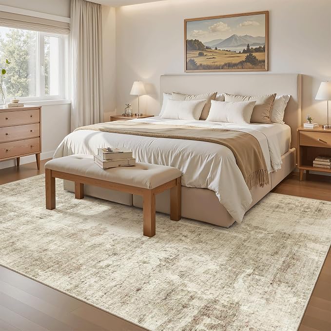Soalmost 7x9 Area Rug for Living Room Washable Abstract Vintage Soft Thin - Image 4