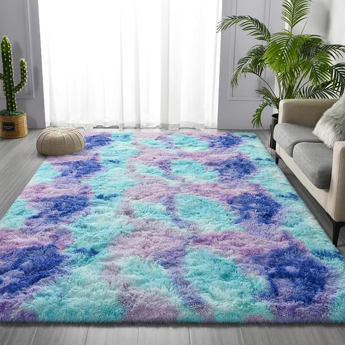 Deerhoo Large Shag Area Rugs 5 x 8, Tie-Dyed Plush Fuzzy Rugs - Image 2