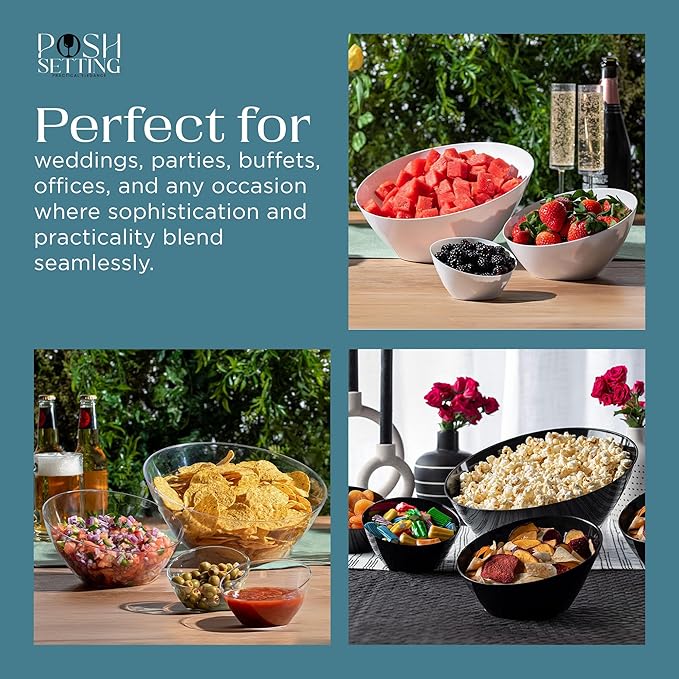 5 Pack White Angled Plastic Serving Bowls Disposable - Image 5
