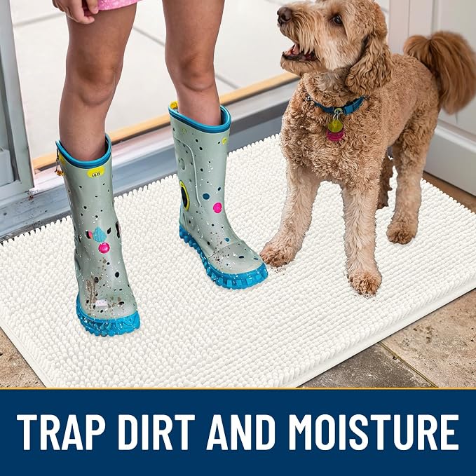 Smiry Dog Door Mat for Muddy Paws 30x20, Absorbent Dirt Trapper, Non-Slip - Image 3