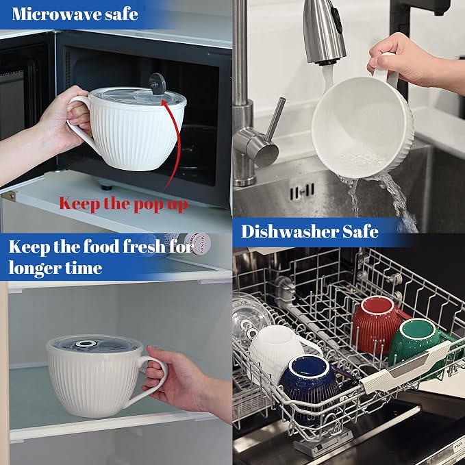24oz Soup Mug with Handle & Lid, Microwave Soup Bowl/Cup, Ice Cream and - Image 7