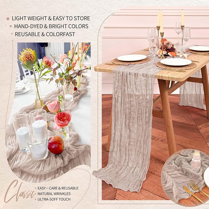 30 Pack Cheesecloth Table Runner 10FT Rosy Brown Table Runner Boho Gauze Cheese - Image 5