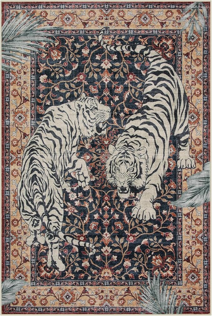 Moynesa Tiger Washable Area Rug, Boho 6x9 Rug - Image 2