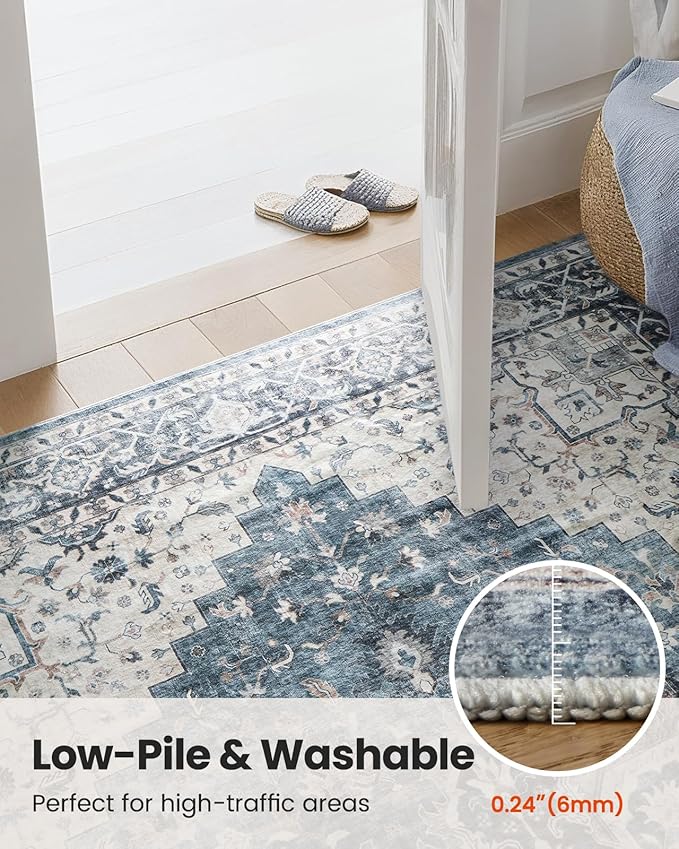 AMADA HOMEFURNISHING 4x6 Washable Area Rug, Low-Profile Entryway Rug - Image 7