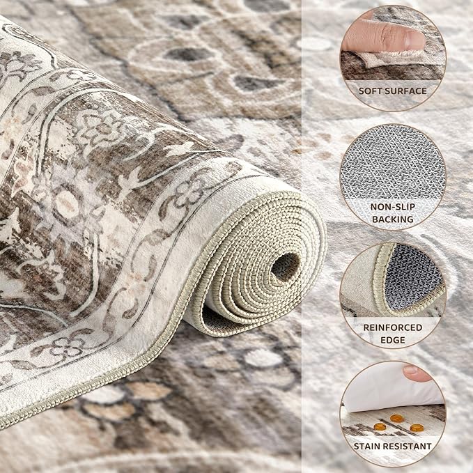 Washable 8x10 Area Rug for Living Room & Dining Room - Image 3
