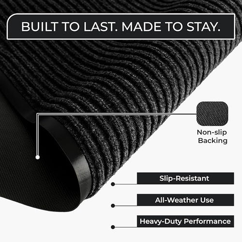 4 Pack Black Commercial Door Mat 3'x6' Heavy Duty Industrial Floor Mat - Image 2