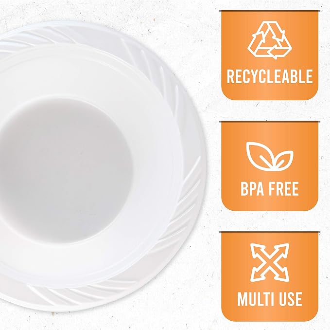 200 Count Disposable 12 ounce White Plastic Soup Bowls - Image 6