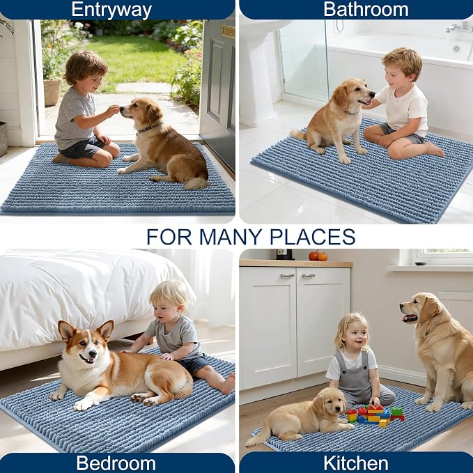 OLANLY Dog Door Mat for Muddy Paws 24x16, Ultra Absorbent Chenille Mud Doormat - Image 8