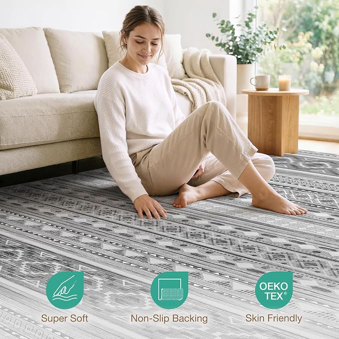 cotiled 8x10 Area Rugs Living Room Rug: Washable Boho Rugs - Image 4