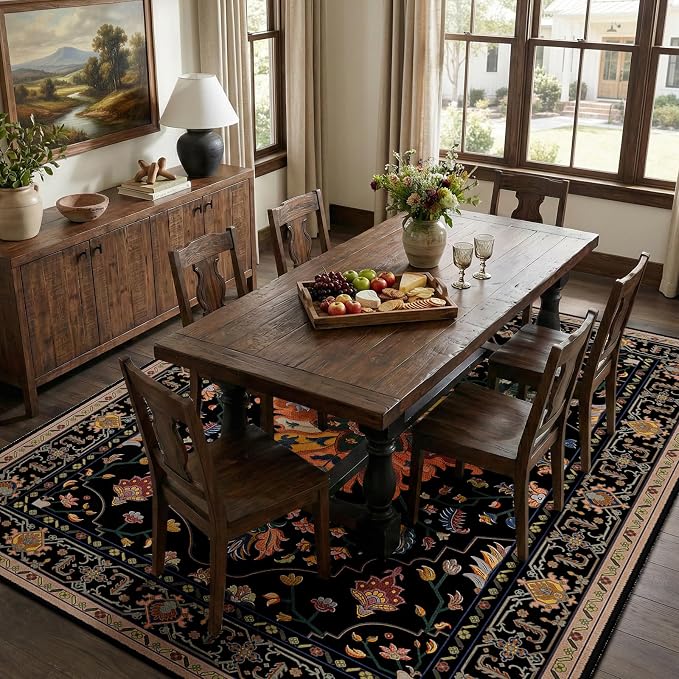 RELEANY Area Rugs 5'x7' Washable Non-Slip, Floral Vintage Distress Medallion - Image 3