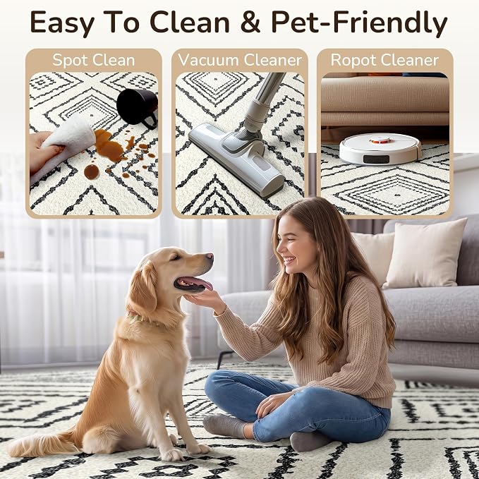 BESTSWEETIE Area Rug 5x7 Rug Machine Washable Non-Slip Low Pile Print Pattern - Image 4