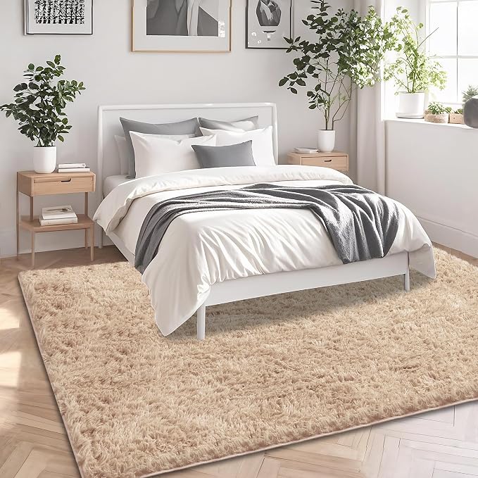 9x12 Beige Area Rugs for Living Room, Large Fluffy Shag Rug for Bedroom Boys - Image 3