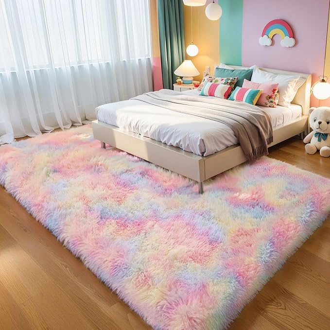 KICHOWUA Thick Area Rug 5x8 Unicorn Fluffy Shag - Image 8