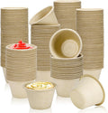 LeonBach 150 Pack 4 oz Natural Bagasse Fiber Paper Bowls, Small Disposable by LeonBach