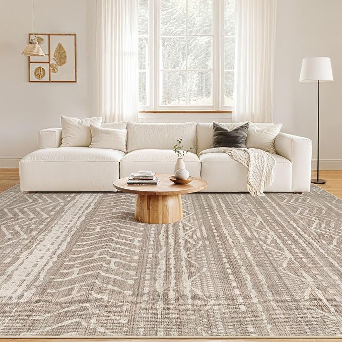 Nakagishi 7x9 Area Rugs Living Room: Washable Boho Large Neutral Soft Farmhouse - Image 4