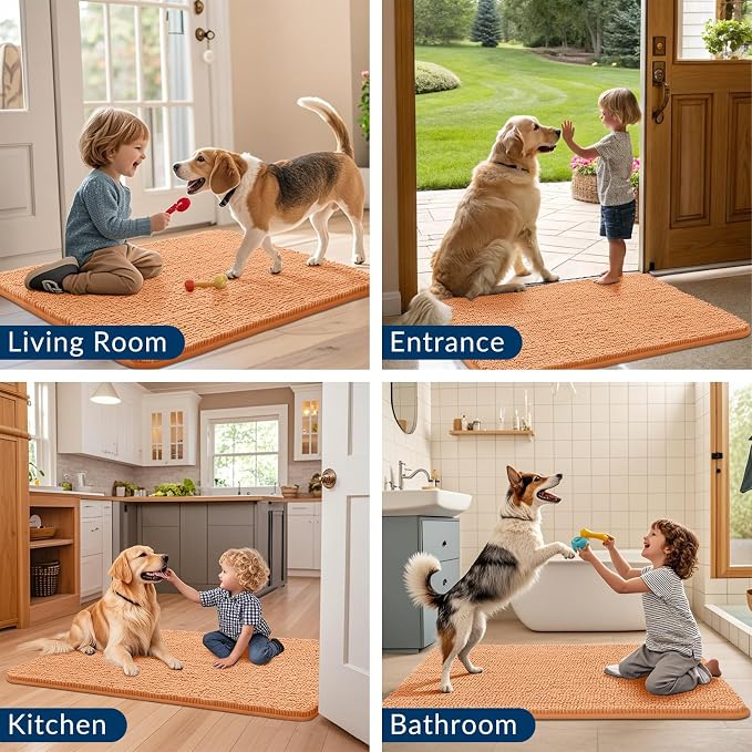 Smiry Dog Door Mat for Muddy Paws 47x24, Absorbent Dirt Trapper, Non-Slip - Image 7
