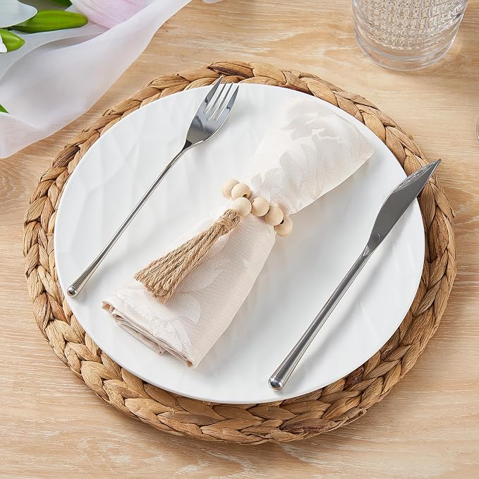 APTWOW Napkin Rings Set of 20, Wooden Napkin Rings, Wood Bead Napkins Rings - Image 2