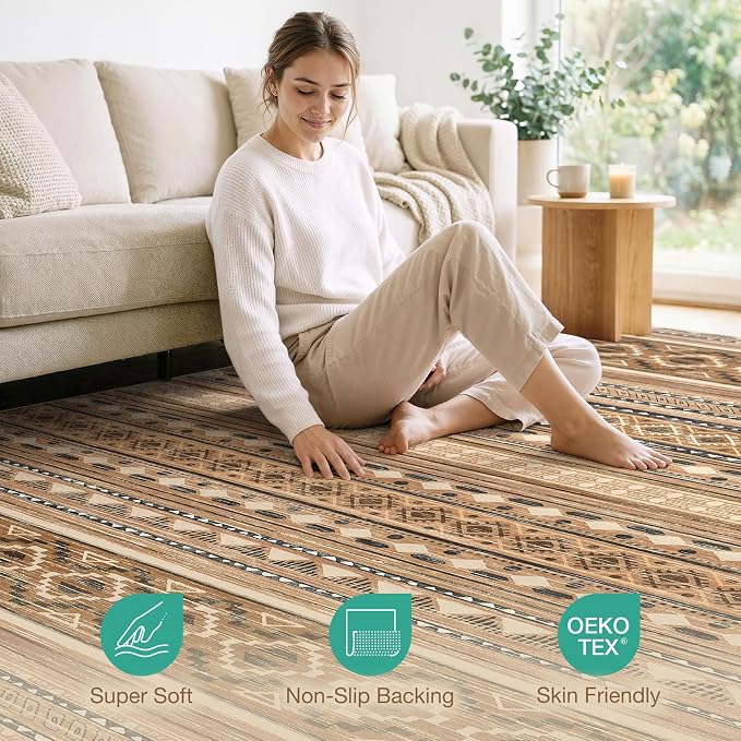cotiled 5x7 Area Rugs Living Room Rug: Washable Boho Rugs - Image 3