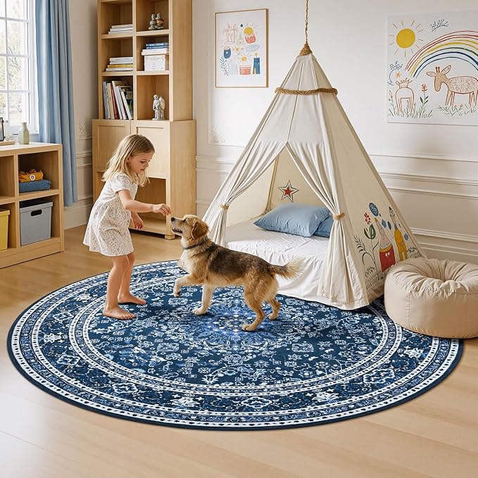 Lessymo Washable 8FT Round Area Rugs - Image 4