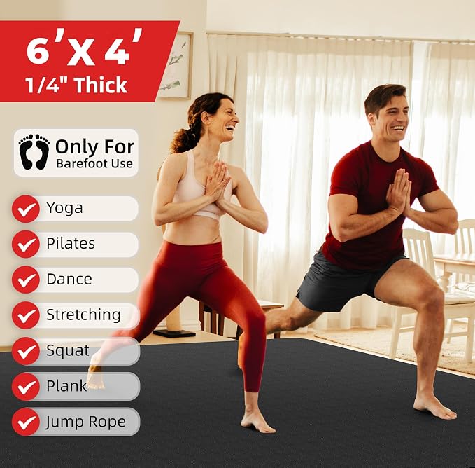 Extra Large Yoga Mat – 72"x48" or 78"x57", 1/4"–1/2" Thick Mat - Image 8