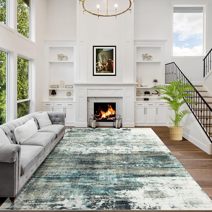 8x10 Area Rugs Washable Rug: Large Modern Abstract Living Room Rug Soft by GENTDRIZZ
