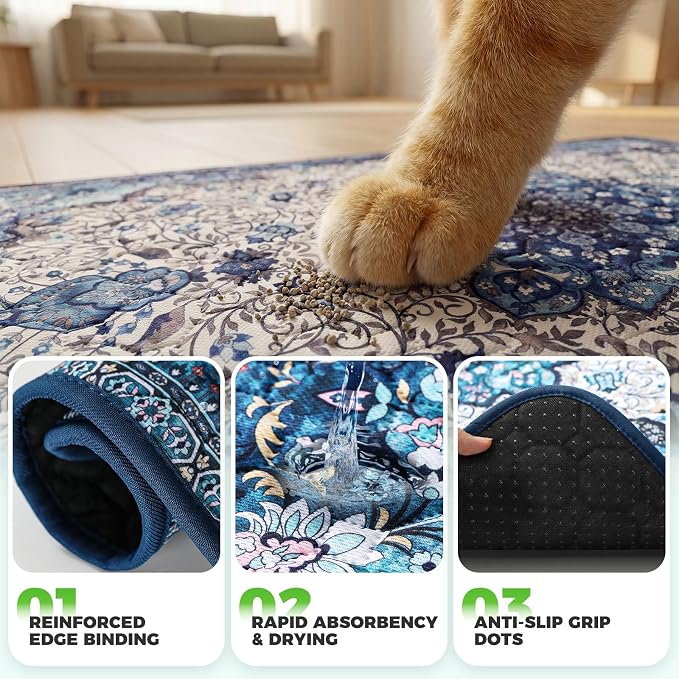 Hompet Cat Litter Mat 2 Pack, 48x72 Large Machine Washable Trapping Mats - Image 5
