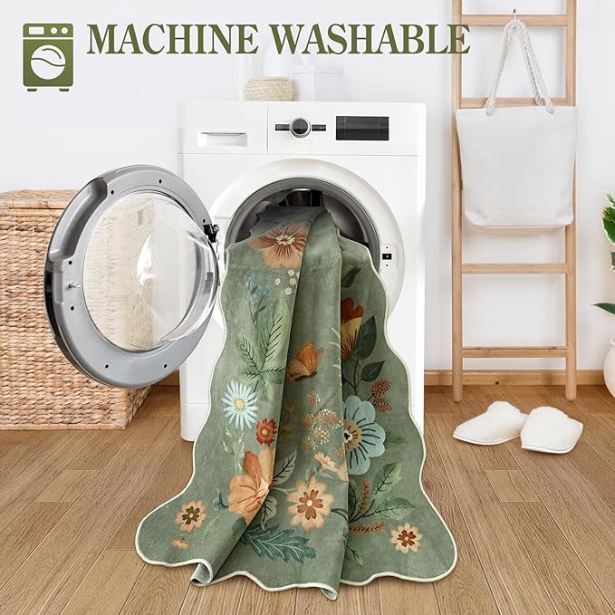 Lahome Floral Washable Runners for Hallways, 2x5 Kitchen Runner Ultra-Thin - Image 4