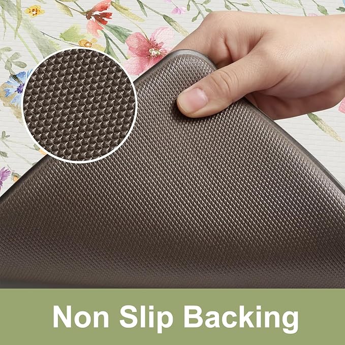 KIMODE Anti Fatigue Kitchen Mat 17.3"x29", Boho Floral Kitchen Floor Mats Non - Image 5