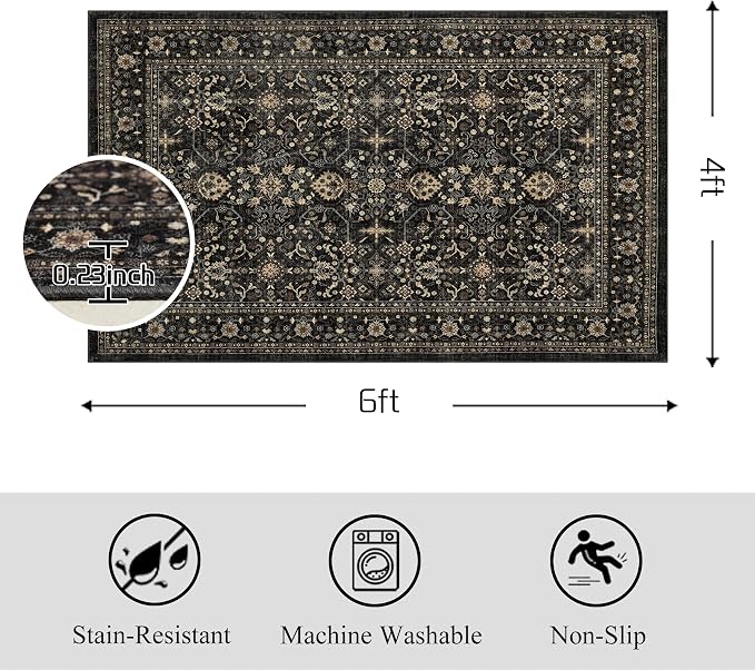 Ruaruarug Washable Area Rug 4x6 - Image 2