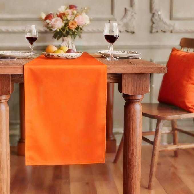 FOLINS&HOME Orange Waterproof Decorative Table Runner 60 Inches Long | 210GSM by FOLINSHOME