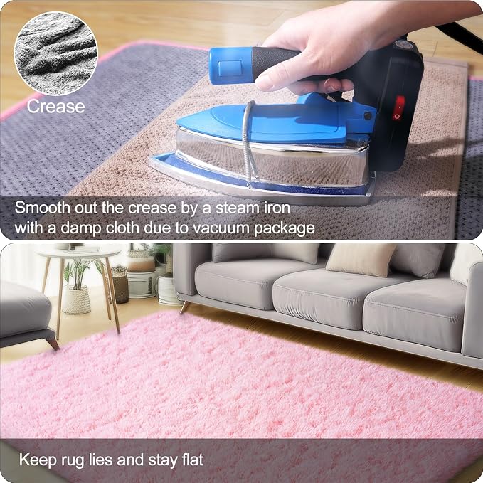 qulint Pink Rugs for Living Room, Large Fluffy 6x9 Area Rugs for Bedroom - Image 5