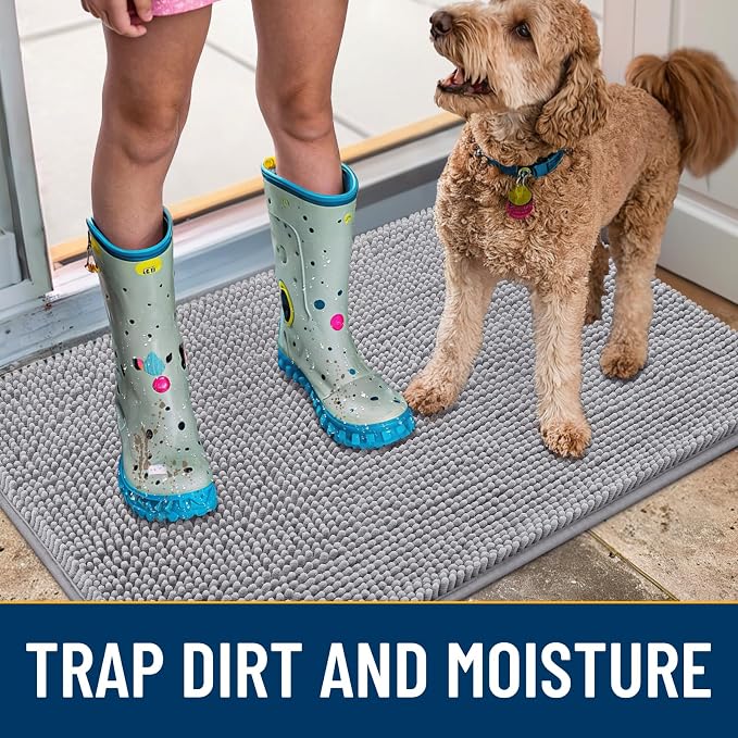 Smiry Dog Door Mat for Muddy Paws 48x30, Absorbent Dirt Trapper, Non-Slip - Image 3